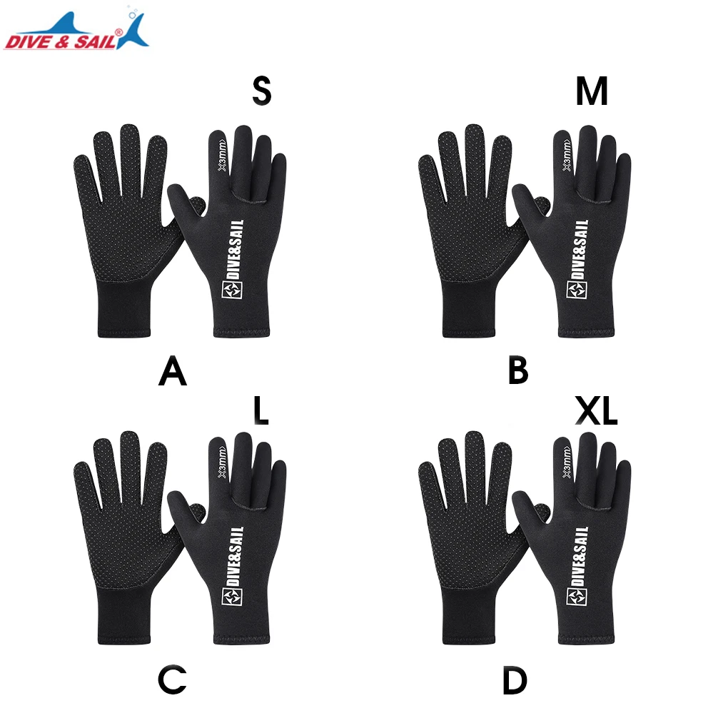 

Теплые перчатки DIVE SAIL 3 мм для мужчин и женщин, износостойкие неопреновые перчатки, устойчивые к царапинам, гибкое тепловое оборудование XL