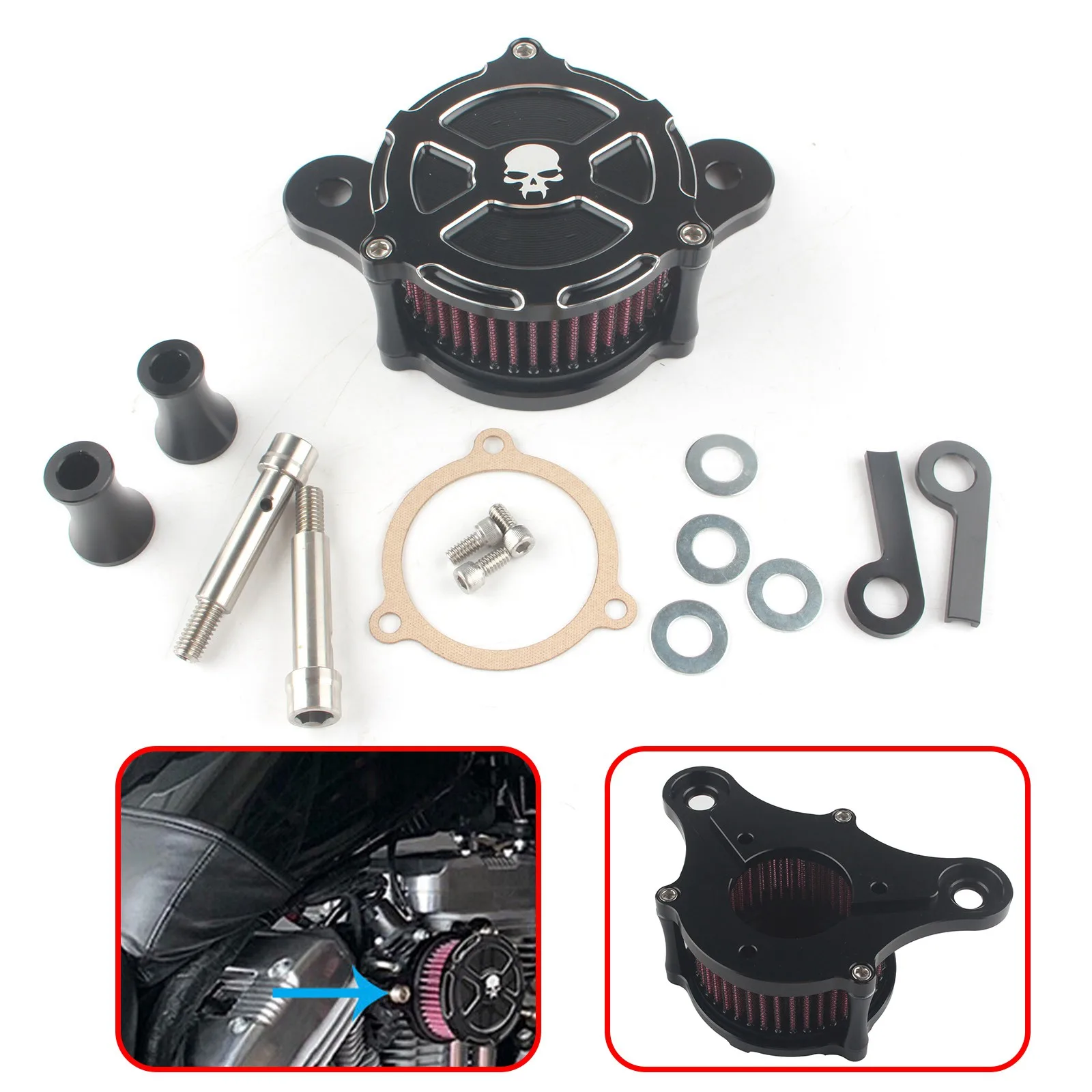 Комплект системы впускного фильтра воздухоочистителя мотоцикла для Harley Dyna FXDLS