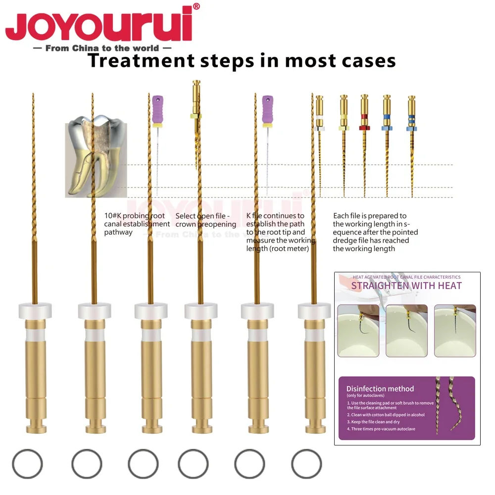 JOYOURUI Золотые эндофайлы для стоматологического двигателя 6 шт.