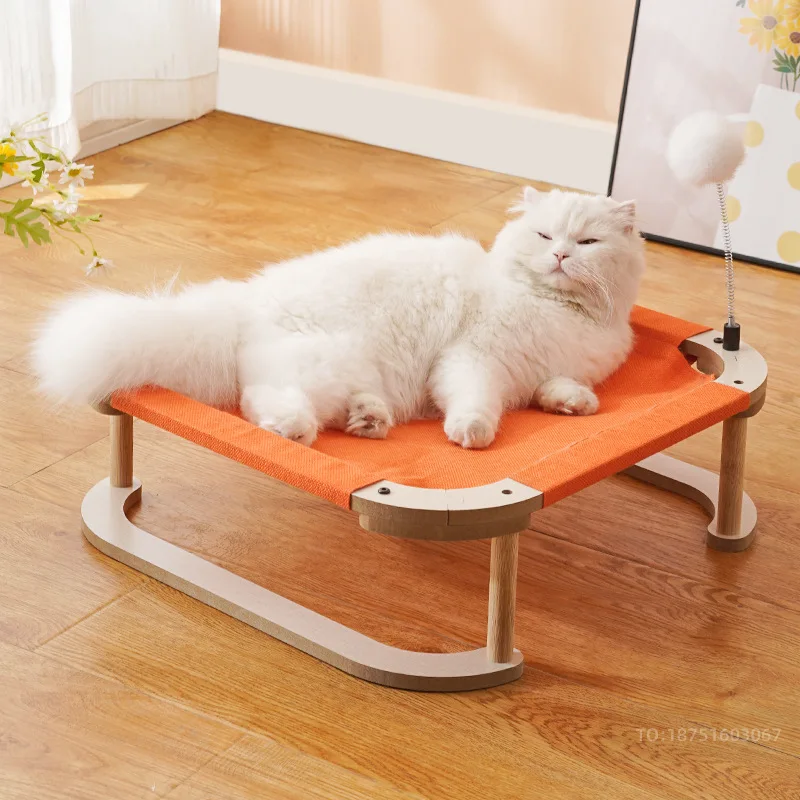 

Pet bed hammock comfortable and breathable summer cat litter tide solid wood removable and washable hot sale