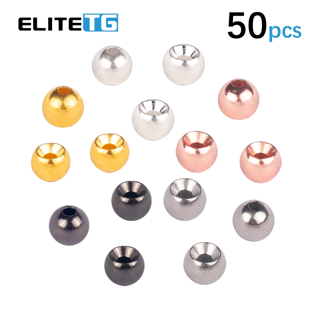 Elite TG 50pcs/4 Colors 1.5mm-3.5mm Countersunk Tungsten Beads Fly Tying Material Tungsten Alloy Bead Nice-Designed DIY Fishing