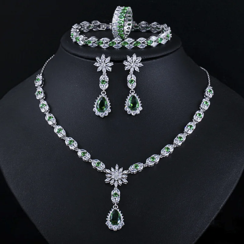 Luxury Zircon Crystal Jewelry Set For Women Dubai Bride Wedding Prom Party Exquisit Accessory Valentine's Day Gift parure bijoux