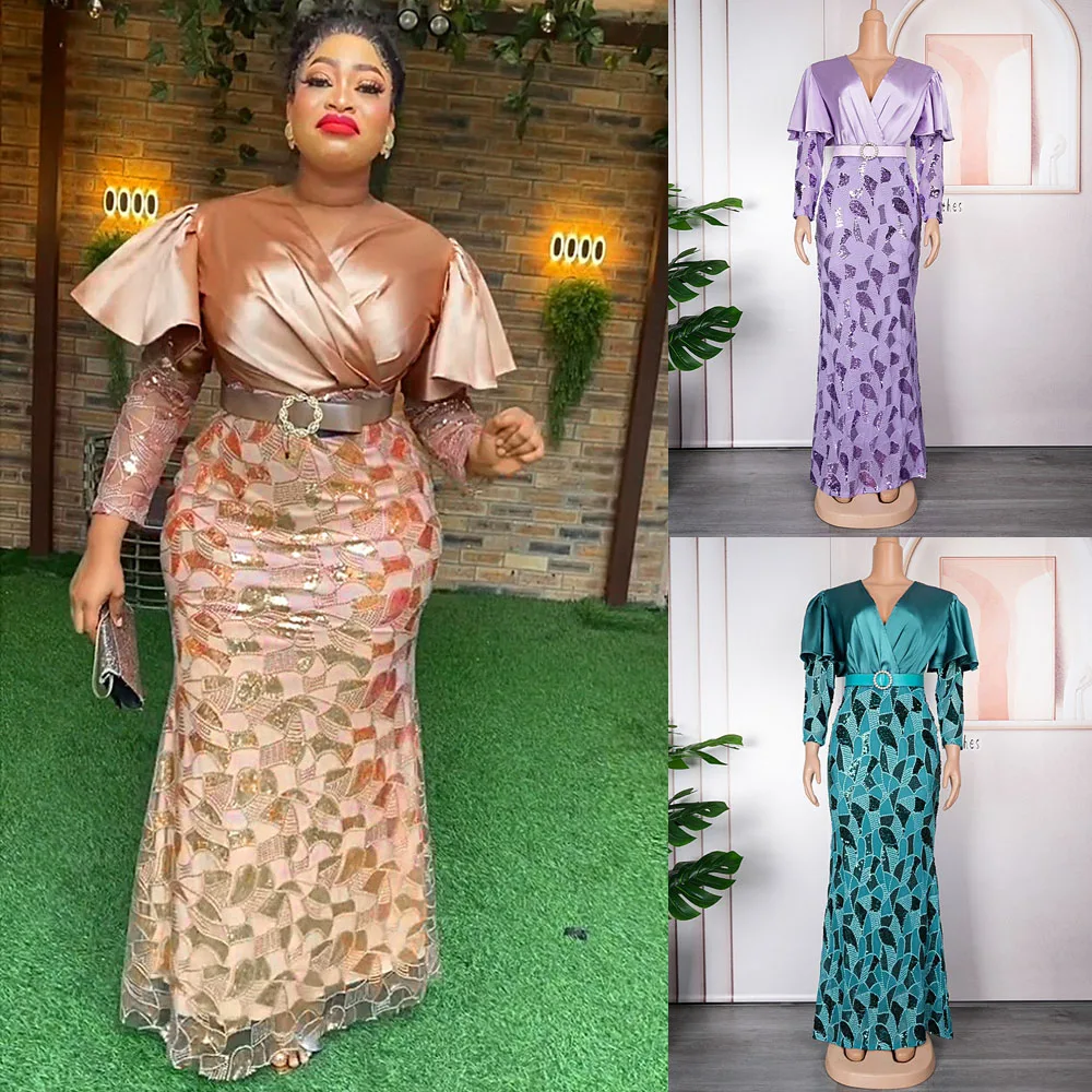

Новинка 2023, Африканское платье для женщин, элегантные длинные облегающие платья, женское платье макси, Анкара, Дашики, кафтан, абайя, вечерняя одежда Дубая