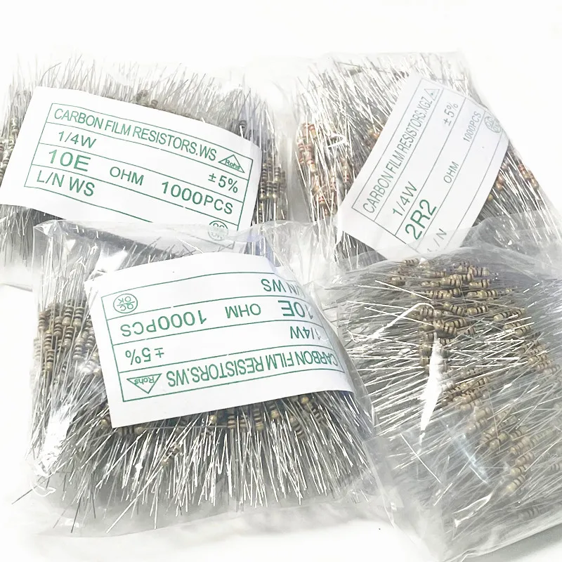 Карбоновый пленочный резистор 1R ~ 10M 0R 10R 100R 220R 330R 1K 2 K 3 4 7 10K 22K 47K 100K 1M 0 10 100 220 330 Ом