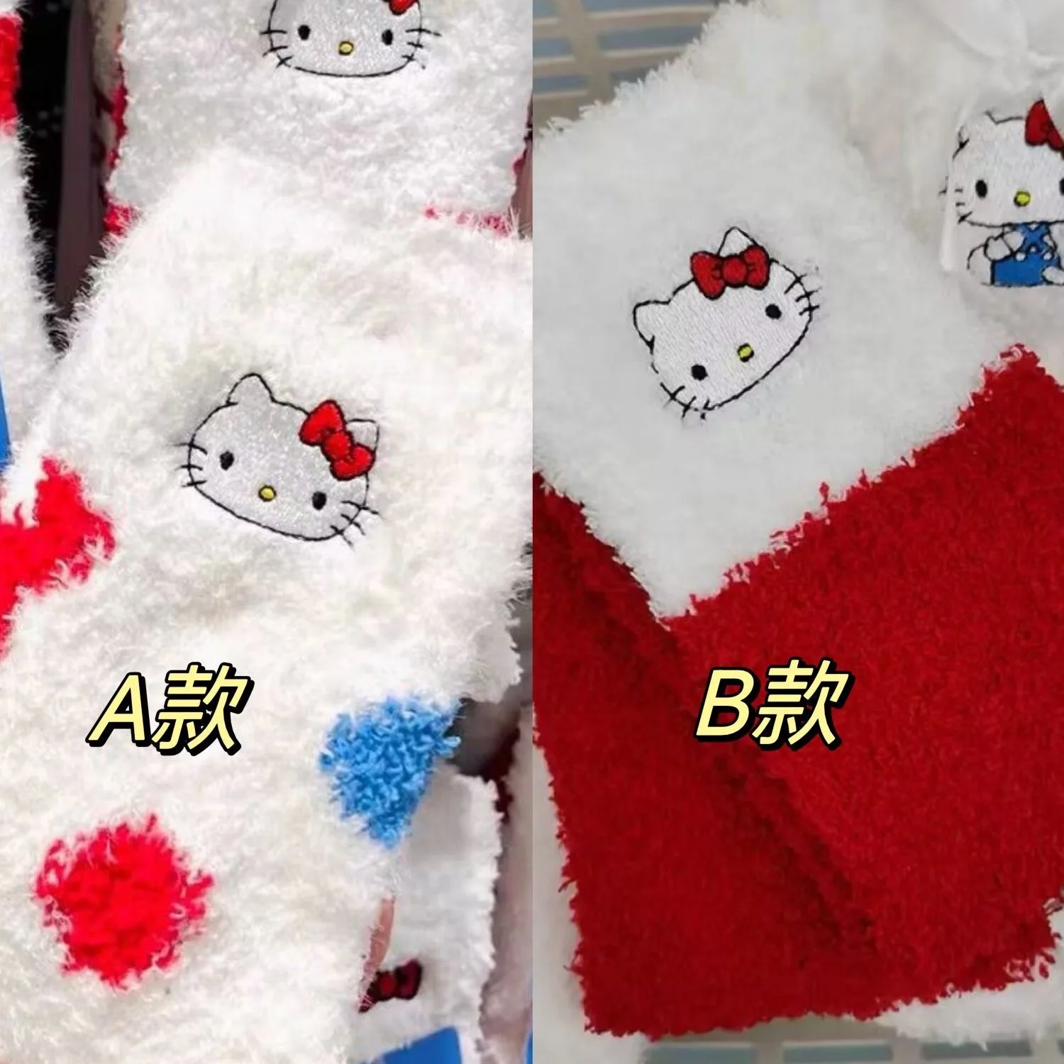 Kawaii мультфильм в горошек коралловый бархат Hello Kitty милые подвески Harajuku японские