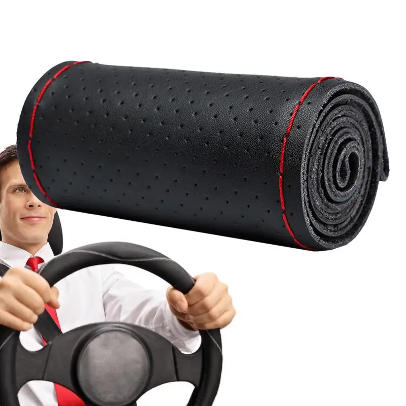 

Leather Steering Wheel Cover DIY Non-Slip Truck Leather Steering Wheel Covers Comfortable Microfiber Thin Steering Wheel Cover