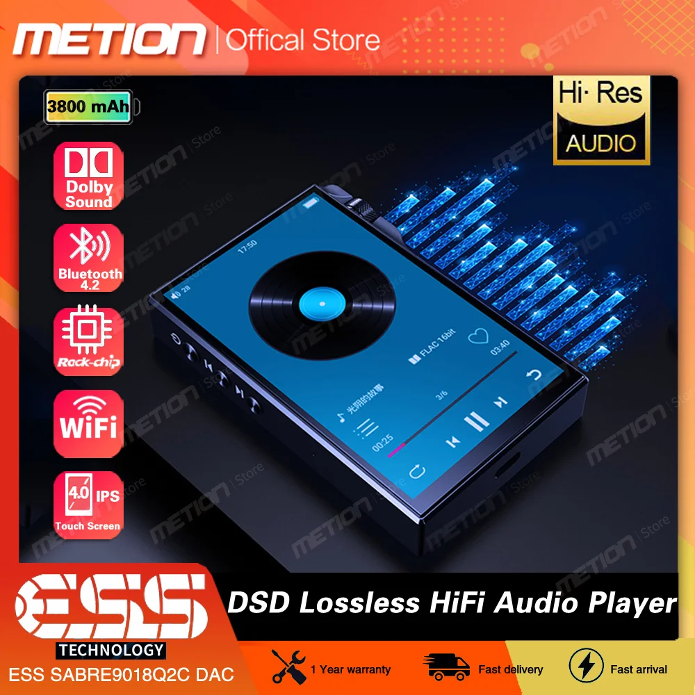 Hi-Fi плеер с сенсорным IPS экраном 4 0 дюйма ЦАП APE DSD128 Bluetooth Wi-Fi |