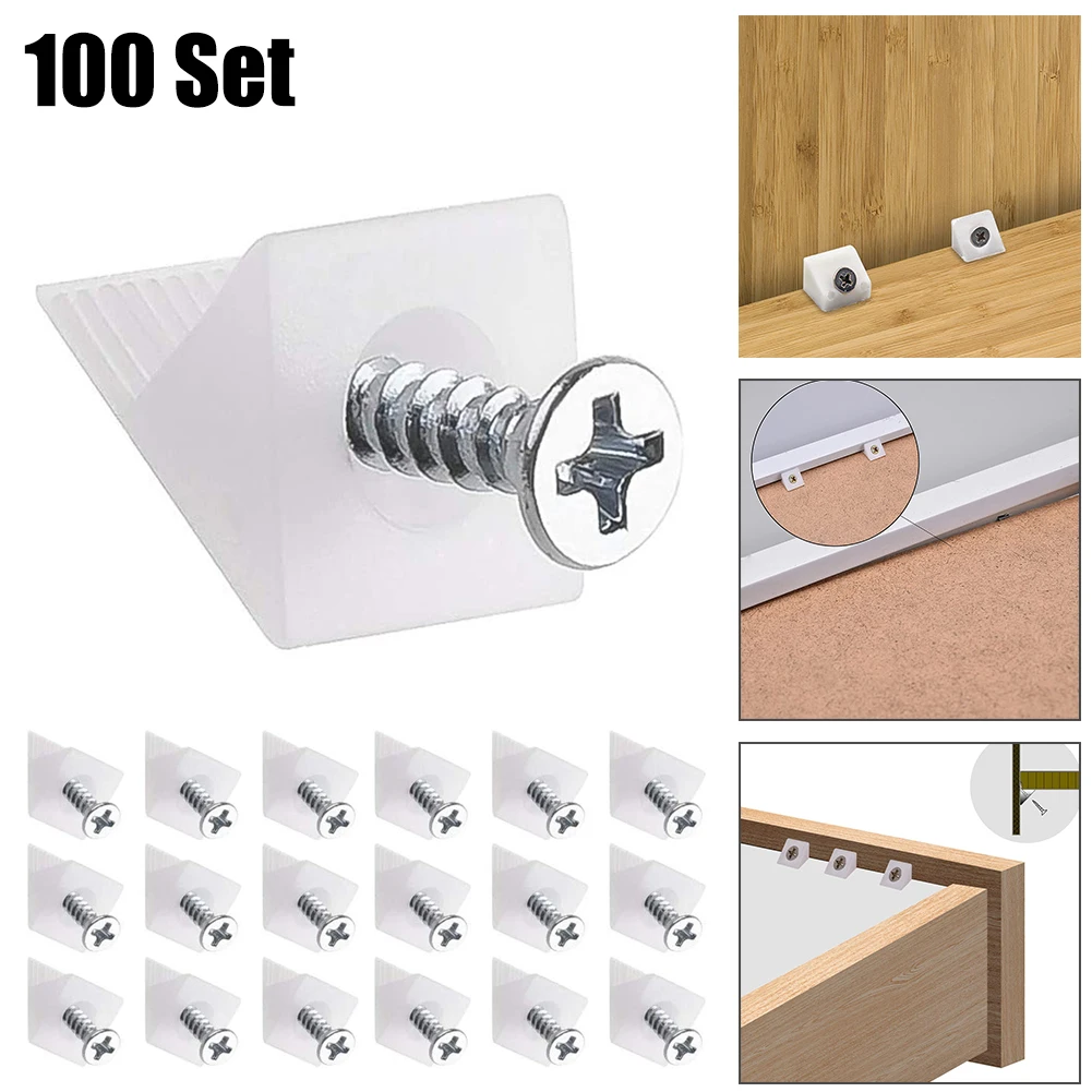 

100pcs Furniture Chest Drawer Bottom Screw Sagging Repair Fix Mend Mending Wedges Corner Bracket Back Ports Fastener Hardware