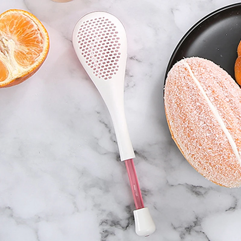 

1Pc Clear Cover Long Handle Flour Sieve Plastic Dessert Powder Sugar Sieve Spoon Durable Cooking Kitchen Tool Bread Cake Sieve