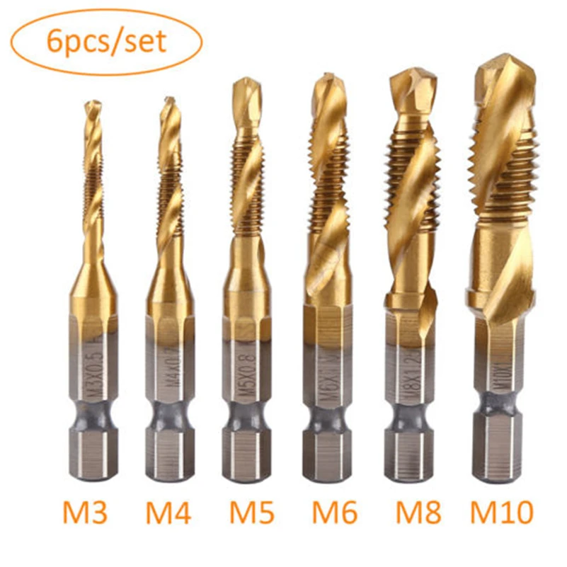 

6 шт., набор сверл из высокоскоростной стали с титановым покрытием