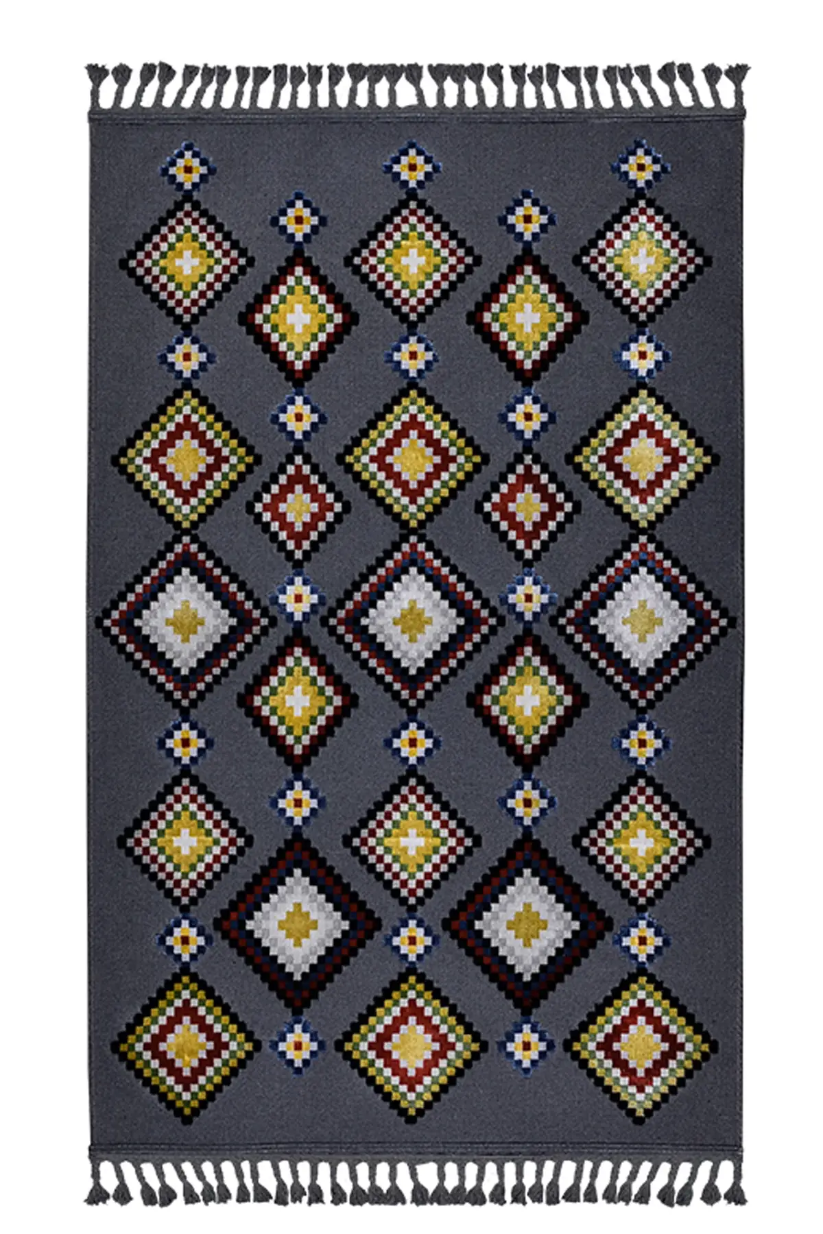 

Хлопковый нескользящий ковер высокого качества, богемный ковер ручной работы ELITE ELT02 Multy, красочный декоративный современный ковер с бахром...