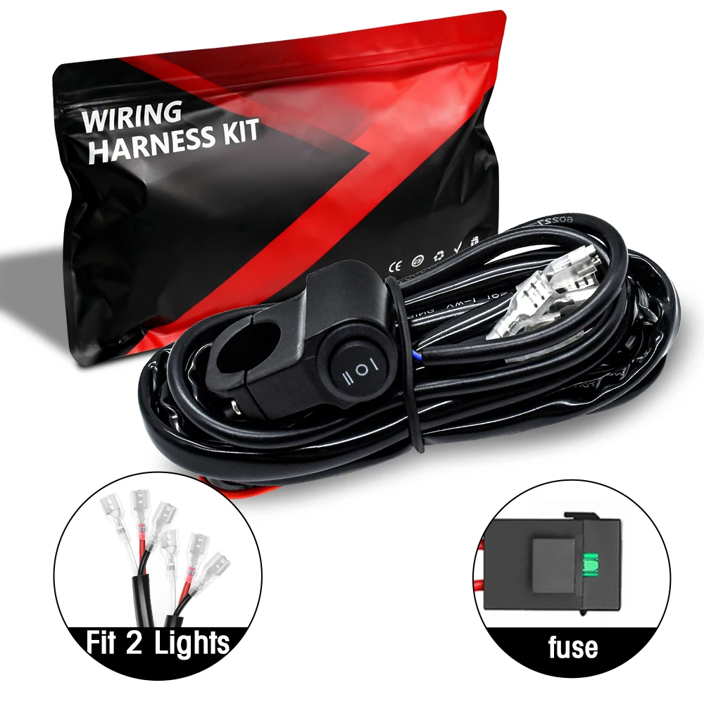 Мотоциклетные прожекторы, переключатель света/рабочий свет, противотуманные фары, жгут проводов включения/выключения для автомобиля, лодки, грузовика, 120 Вт, кабельные аксессуары