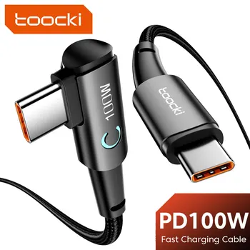 Toocki 100W USB C To USB C Cable 90 Degree For iPad MacBook Pro Xiaomi Samsung Huawei Fast Charging Type C Date Cord 1