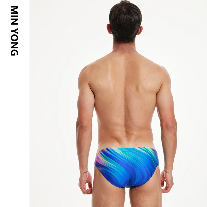 Men's Printed Swim Briefs Triangle Swimming Trunks Racing Briefs Racer Bathers Professional for Training and Competition