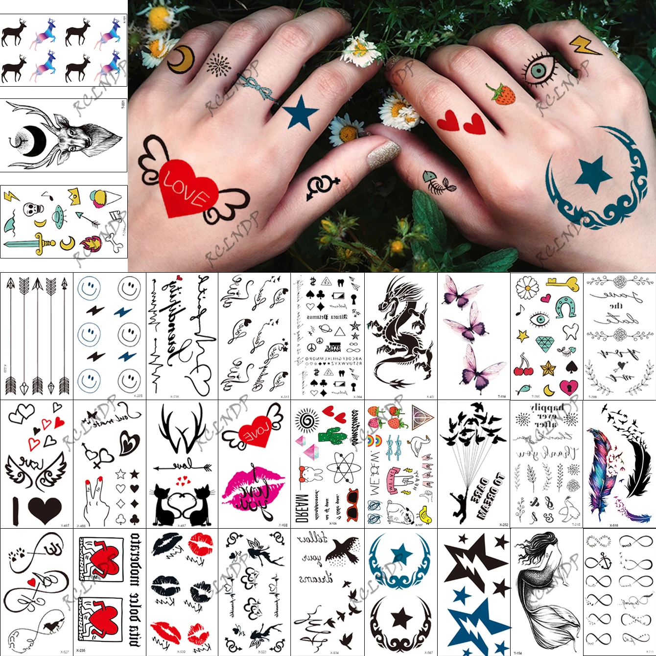 Водостойкие Временные Татуировки Наклейки Бабочка Звезда Летающая Птица Сердце