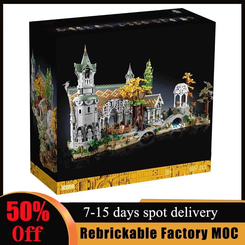 

New 6167pcs 10316 Famous Movie Ideas Lorded of Rings Rivendell Building Blocks Street View European Castle Bricks Toy Kids Gifts