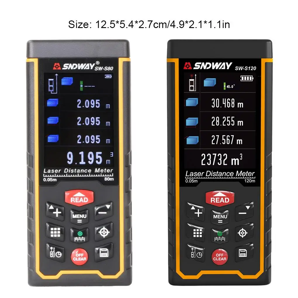 Дальномер лазерный SNDWAY SW-S80 /S120 портативный с USB-зарядкой и цветным экраном