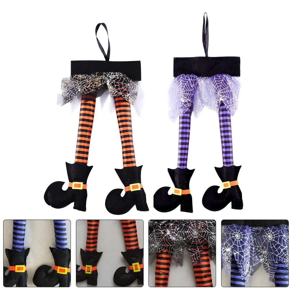 

2 Pcs Witch Legs Outdoor Halloween Decorations Hanging Ornament Trunk Pendant Party Scene Festival Ornaments Cloth