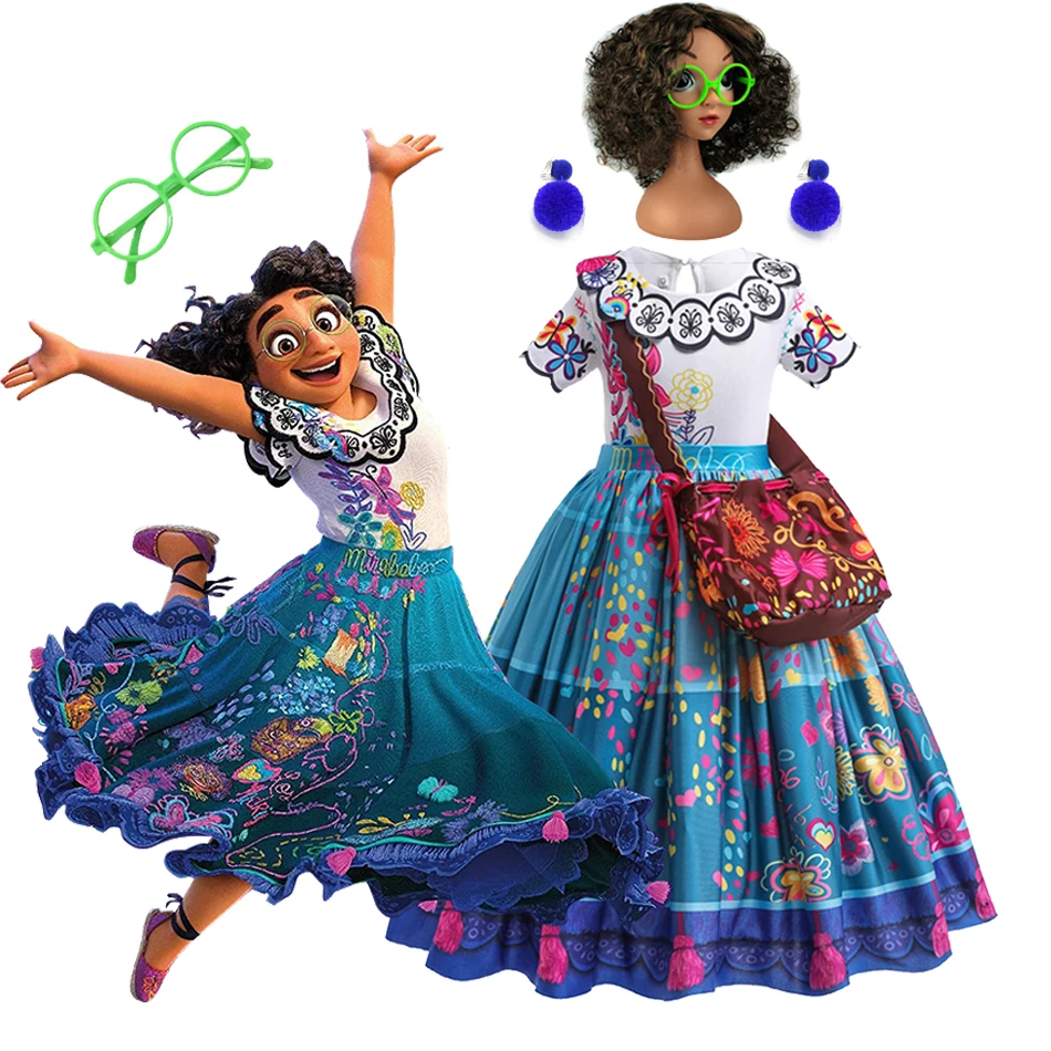 Disney Encanto Mirabel Dress Costume for Girl Isabella Kids Girl Princess Dress Halloween Carnival Birthday Party Charm Dresses