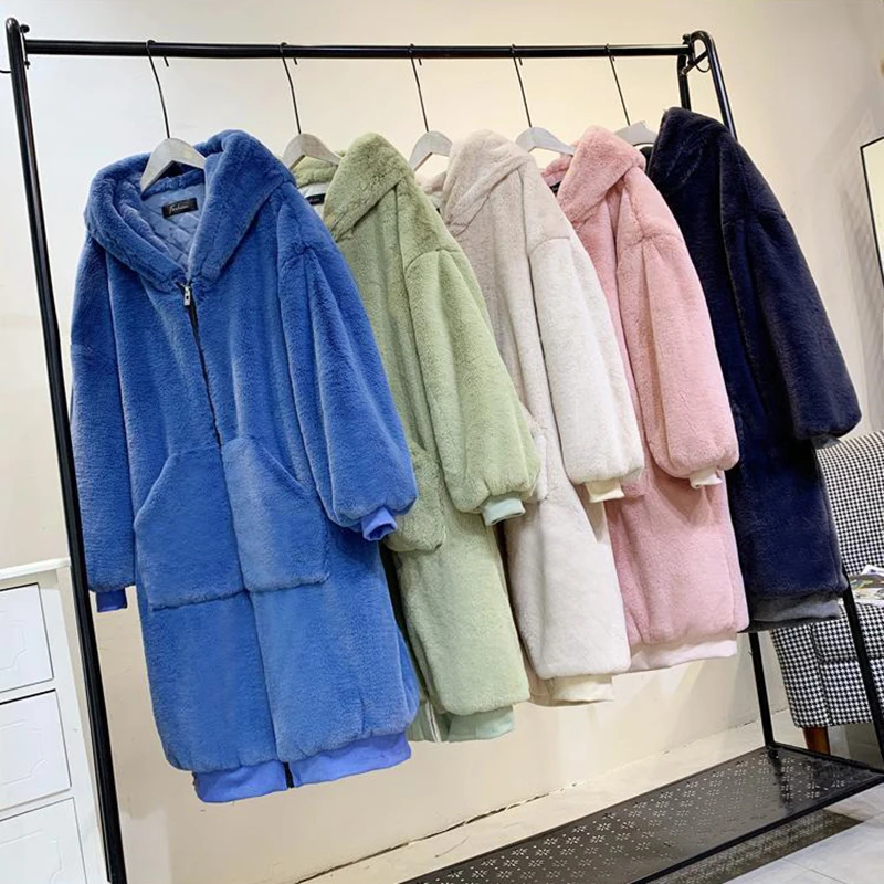 Autumn Winter Faux Fur Coat Women 2022 Casual Luxury Long Oversize Loose Hooded Mane Fur Jacket Female Thick Warm Plush Outwear