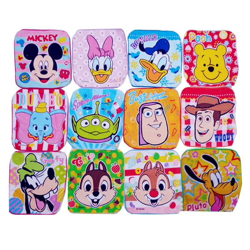 

Disney Mickey Mouse Cartoon Saliva Towe Small Square Towel Cotton Handkerchief Hand Washing Kindergarten Children's Gift 20X20cm