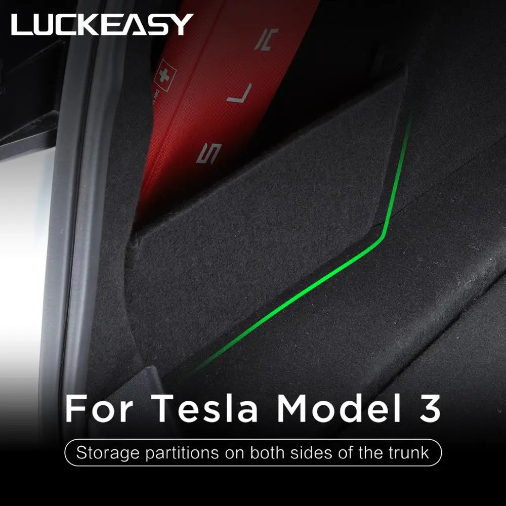 

LUCKEASY для Tesla Model 3 2017-2022, интерьерные автомобильные аксессуары, модель 3, перегородка для хранения на левой стороне БАГАЖНИКА АВТОМОБИЛЯ