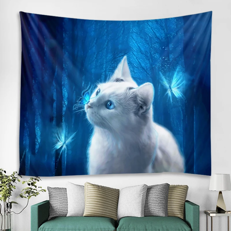 

Коты и собаки художественный и иллюстрационный гобелен хиппи настенный богемный настенный гобелен художественный Декор