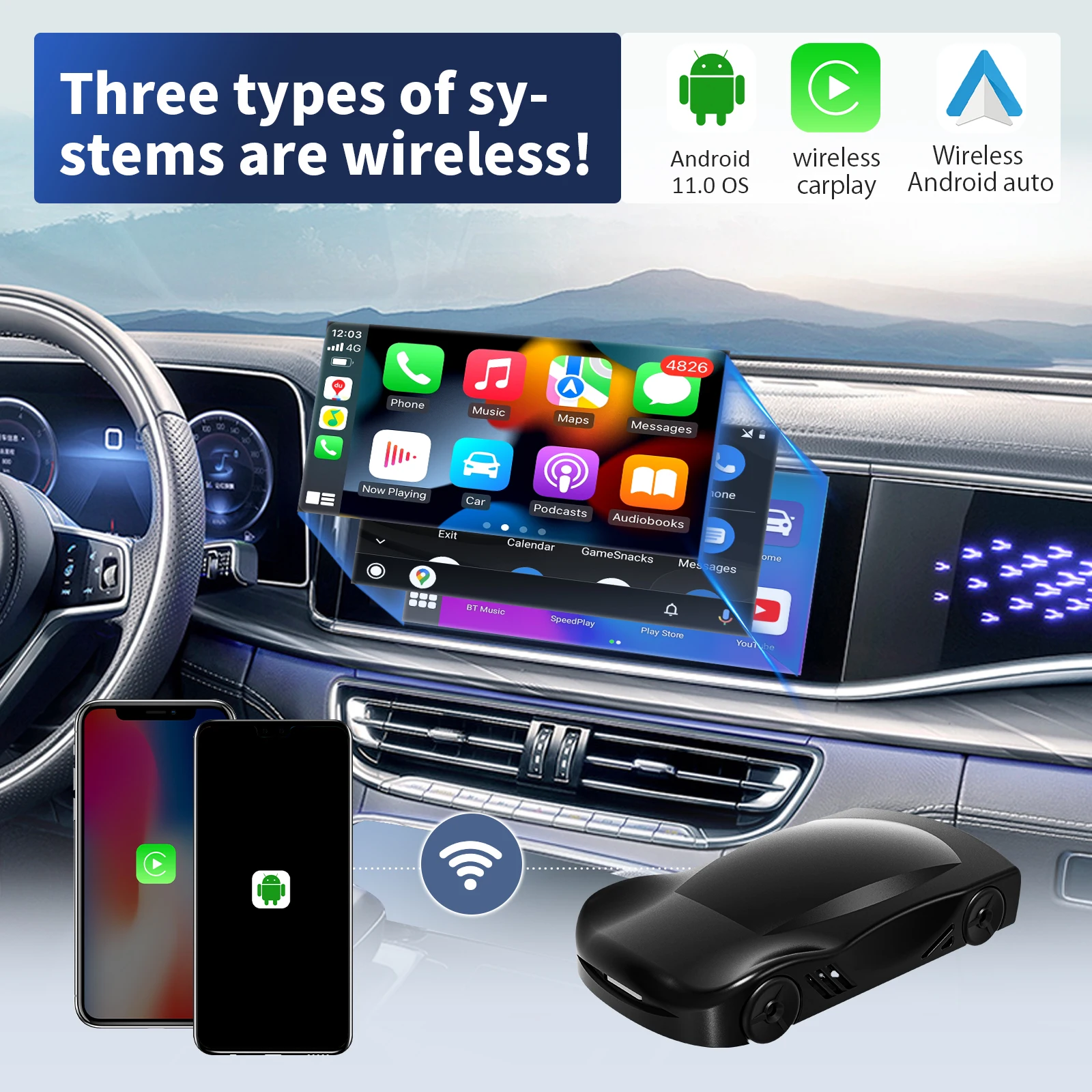 

Wireless Carplay Dongle Mini Ai TV Box Android Auto Adapter Sans Fil Car Play Inalambrico Multimedia Player Streaming Para Carro