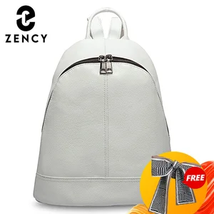 Женский рюкзак из 100% натуральной кожи Zency, Черный Повседневный дорожный рюкзак в консервативном стиле для девочек летний белый рюкзак для леди