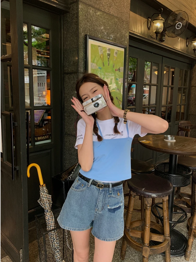 Yesyellow простой дизайн чувственный Слинг короткий рукав комплект женщин 2024 Лето