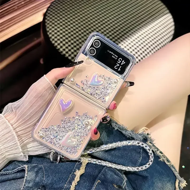 Чехол для мобильного телефона Samsung Quicksand Galaxy Z Flip 6 5 4 3 складной экран стильный