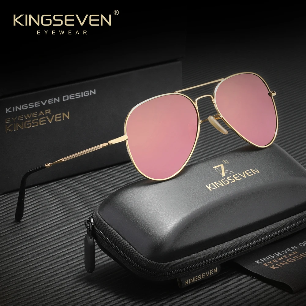 Фото Солнцезащитные очки KINGSEVEN Pilot из сплава, поляризационные, с защитой от УФ-излучения UV400, антибликовые, женские, ретро, люксовые №1