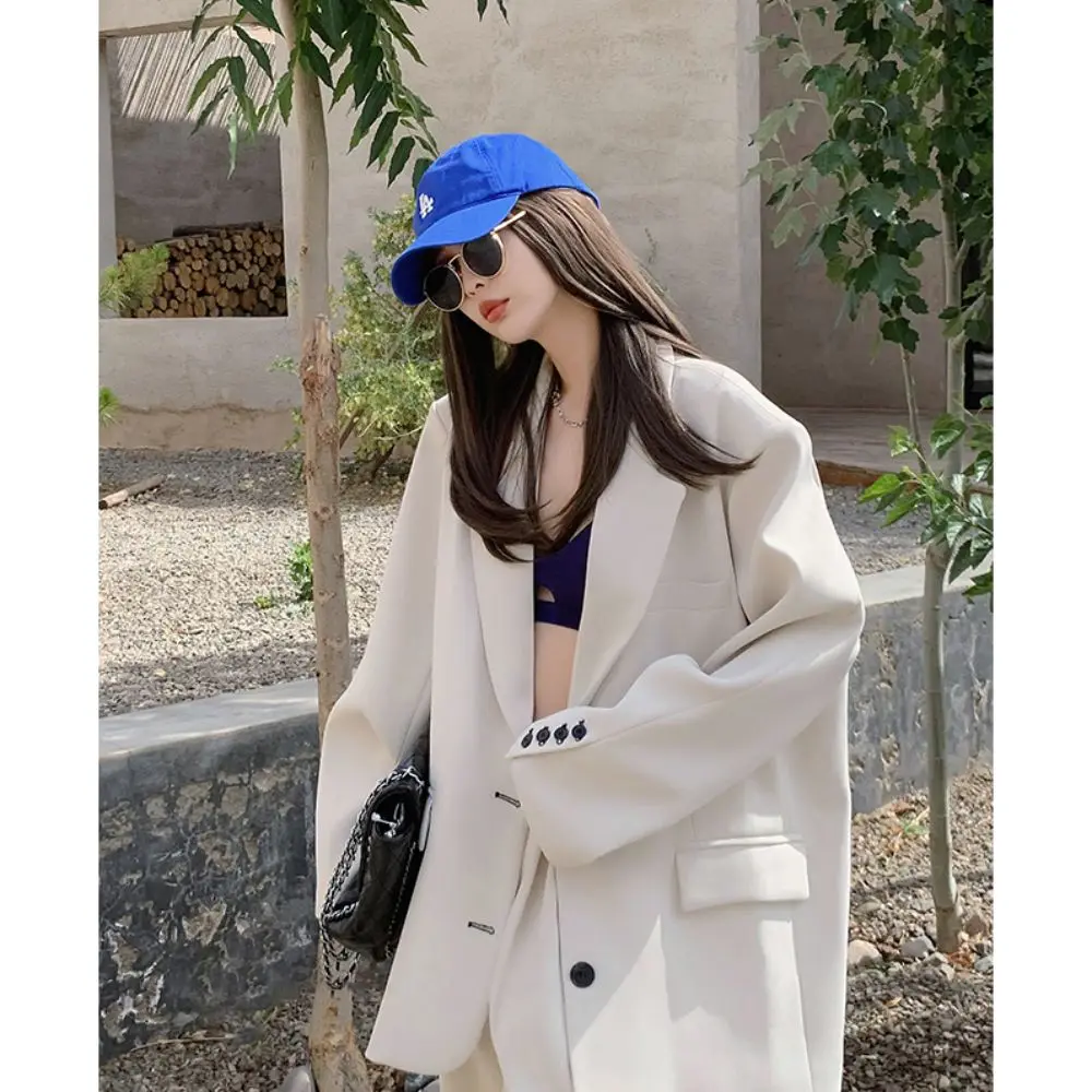 Women Pant Sets Office Lady White Blazer Suits Traf 2023 Female Long Sleeve Fashion Loose Coat+High Waist Wide Leg Trousers