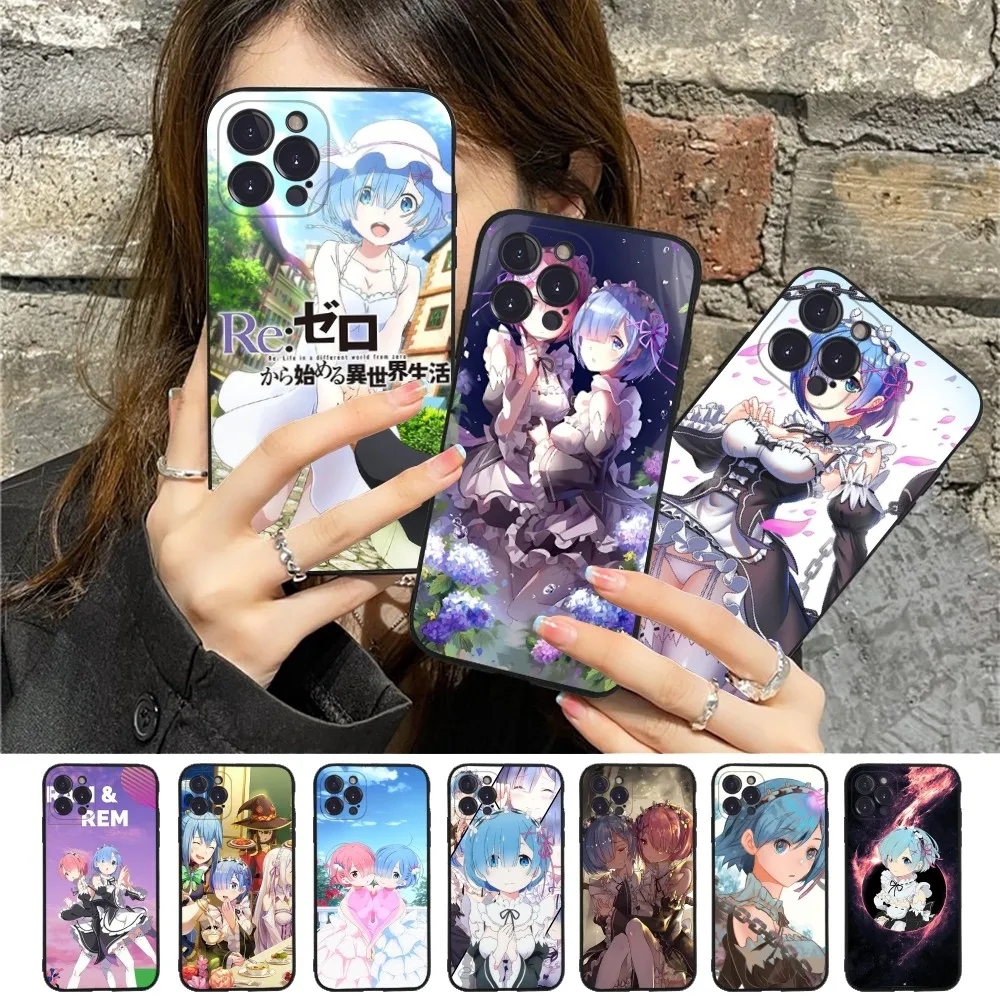 

ReZERO Ram Rem Phone Case For iPhone 15 14 11 12 13 Mini Pro XS Max Cover 6 7 8 Plus X XR SE 2020 Funda Shell