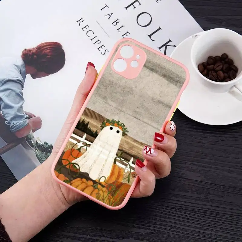 Cute Ghost Phone Case for iPhone 14 11 12 13 Mini Pro Max 8 7 Plus X XR XS MAX Translucent Matte Cover