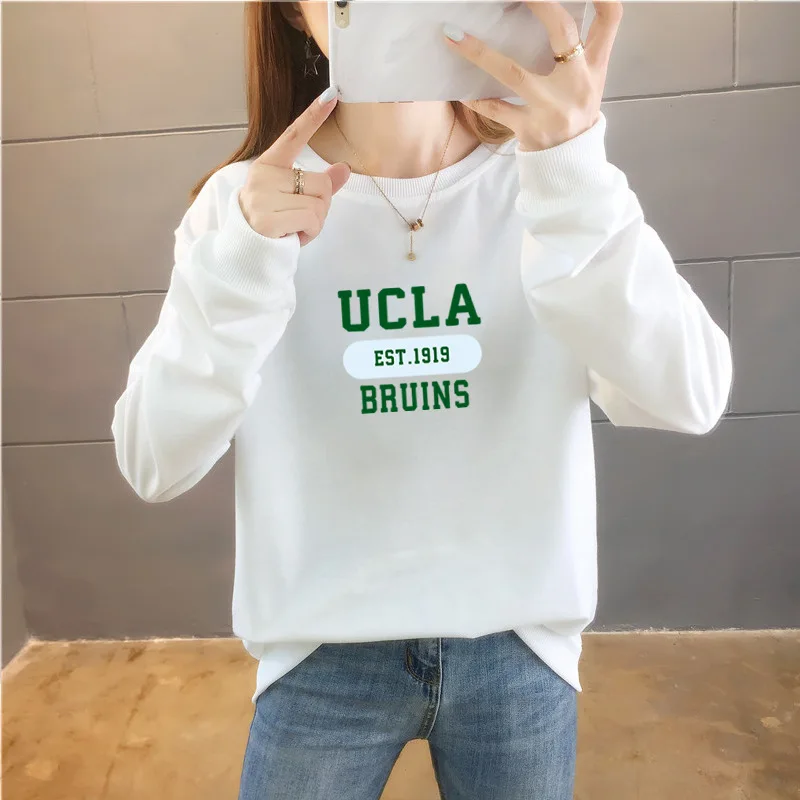 

Women Letter Print Casual Loose Tops Cute Sweatshirt Female Spring Autumn Full Sleeve Pullover College Korean Style Jumper Tide