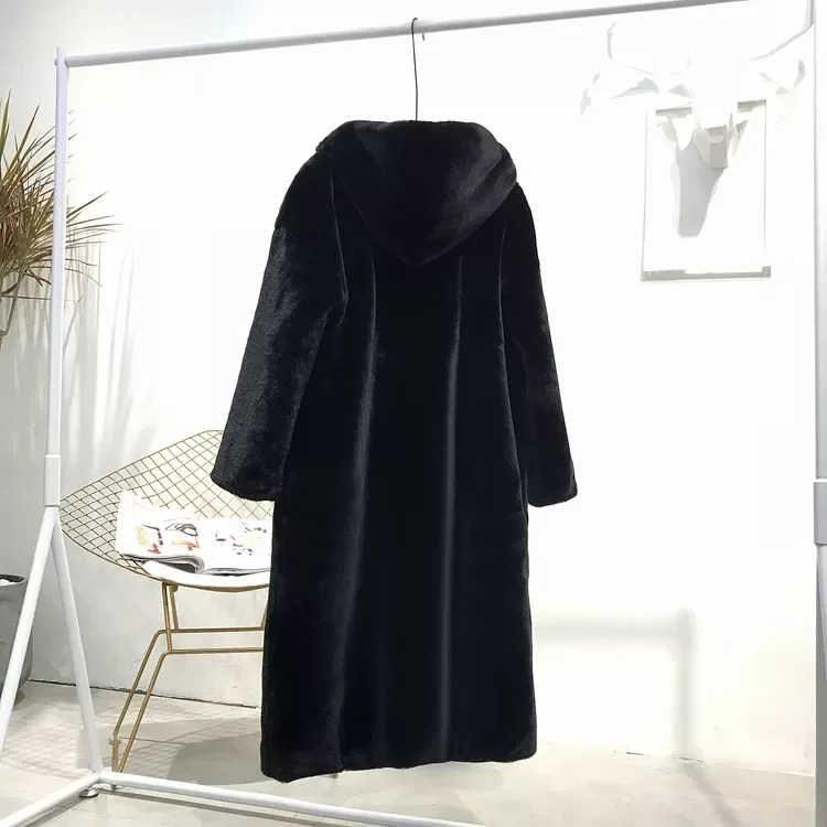 New2022 Winter Solid Plus Size Warm Long Rabbit Fur Coats Female Lapel Outerwear Brand Thick Jacket Women Faux Fur Coat