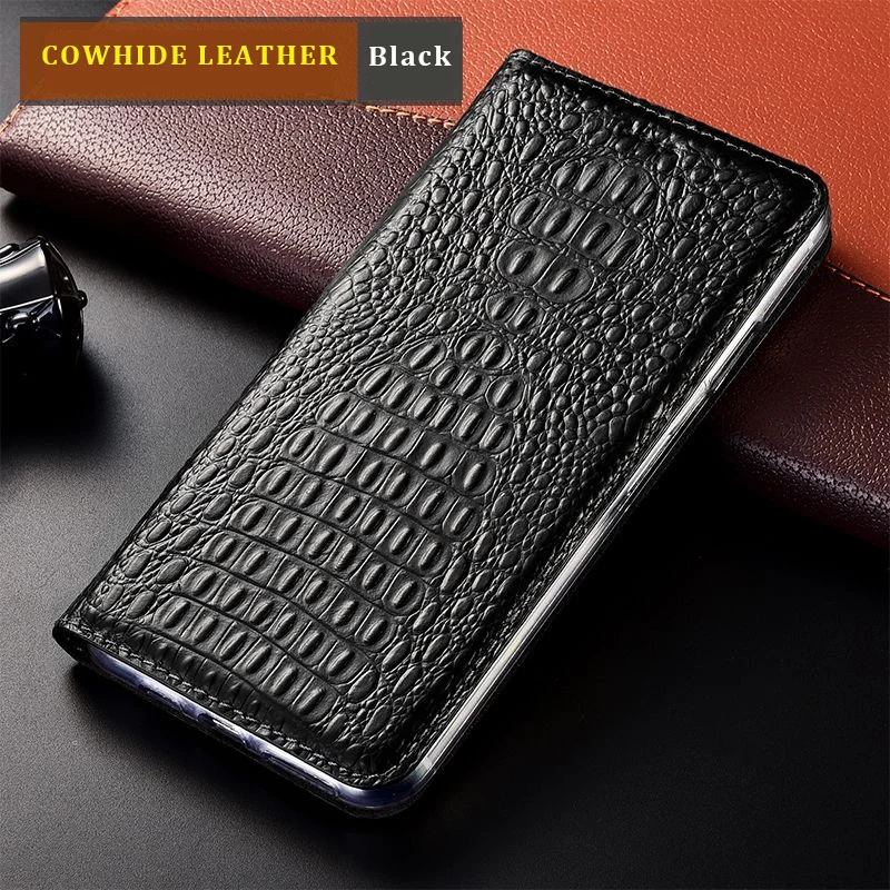 

Crocodile Pattern Genuine Leather Case For OPPO A52 A53 A53s A55 A72 A73 A74 A35 A93 A93s A94 A95 A96 A16e Flip Cover With Case