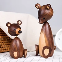 christmas gift wooden brown bear figurines nordic fashion designs home decoration vintage animal crafts ornaments accessories