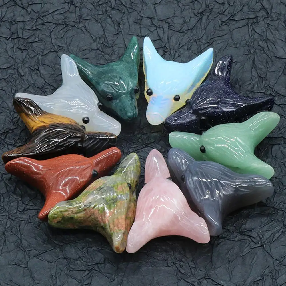 

Подвески «волк» из натурального камня, подвески чакры, мини-подарки, украшения в виде животных, ожерелье, сувениры, свадебная Статуэтка рейк...