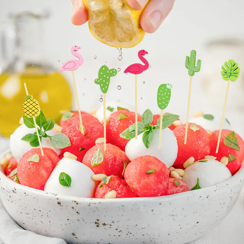 100 искусственный кактус в форме фламинго бамбуковая палочка Фруктовые палочки