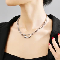 2022 punk chain choker necklace girlfriend temperament silver color hollow big clasp link necklace for women party jewelry gift