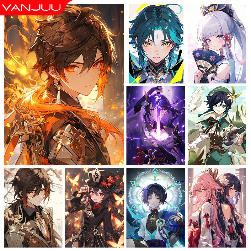 Genshin Impact Hu Tao 5D DIY комплект алмазной живописи Xiao Алмазная вышивка Aether полная