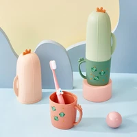kawaii travel toothbrush cup case practical cute cactus toothbrush holder container abs toothbrush holder bathroom accessories