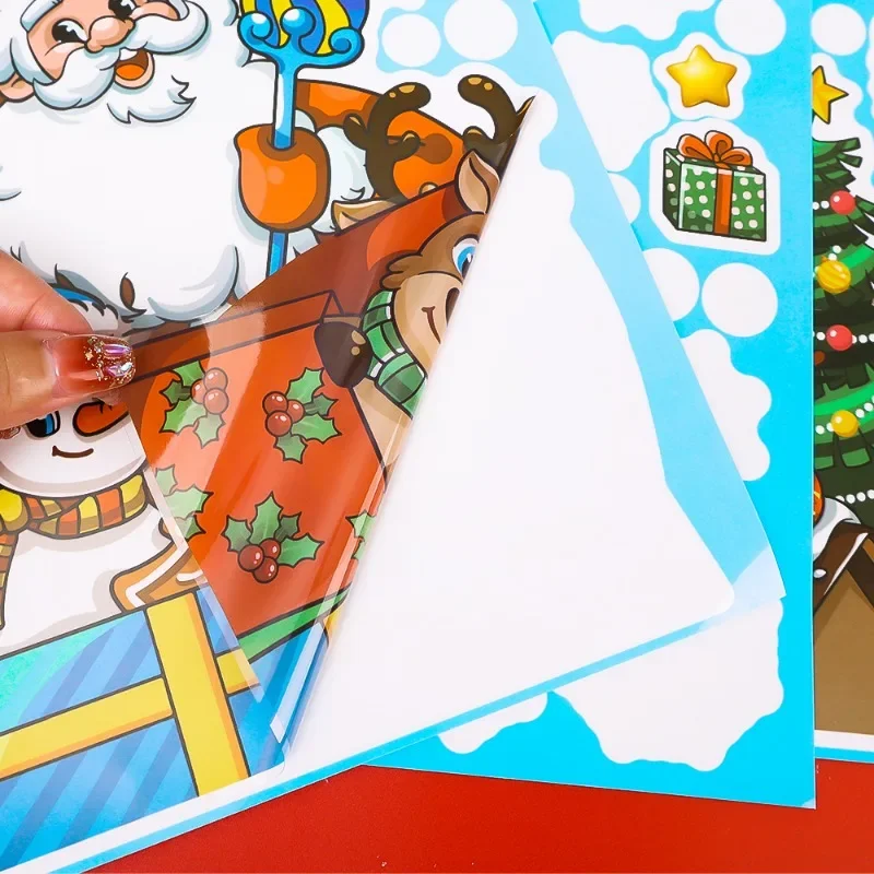 Рождественские наклейки на окна ПВХ зеркальная наклейка Санта-Снеговик