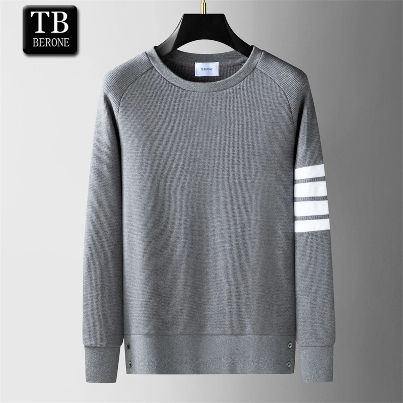 

Мужской свитер TB BERONE, Осенний трендовый брендовый пуловер в полоску с длинными рукавами, 4 бара, модная повседневная одежда для пар