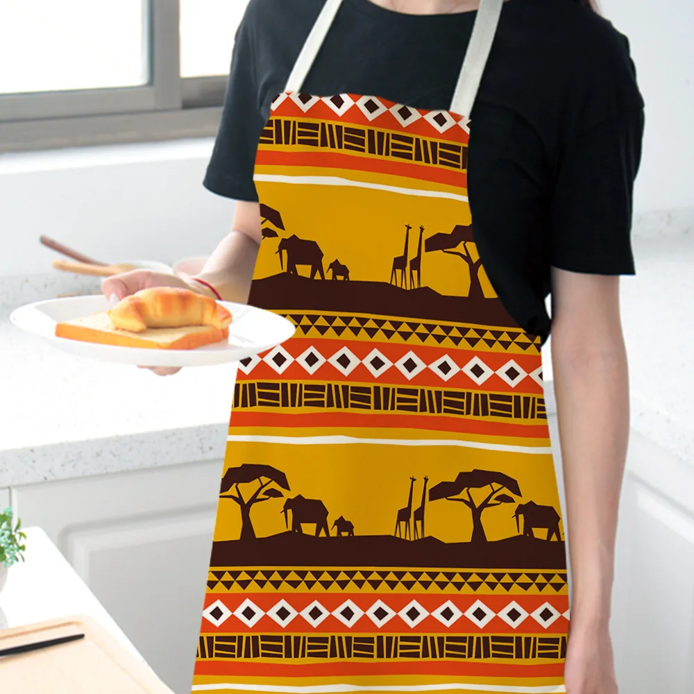 Фартуки для кухни в африканском стиле женщин нагрудники из хлопка и льна