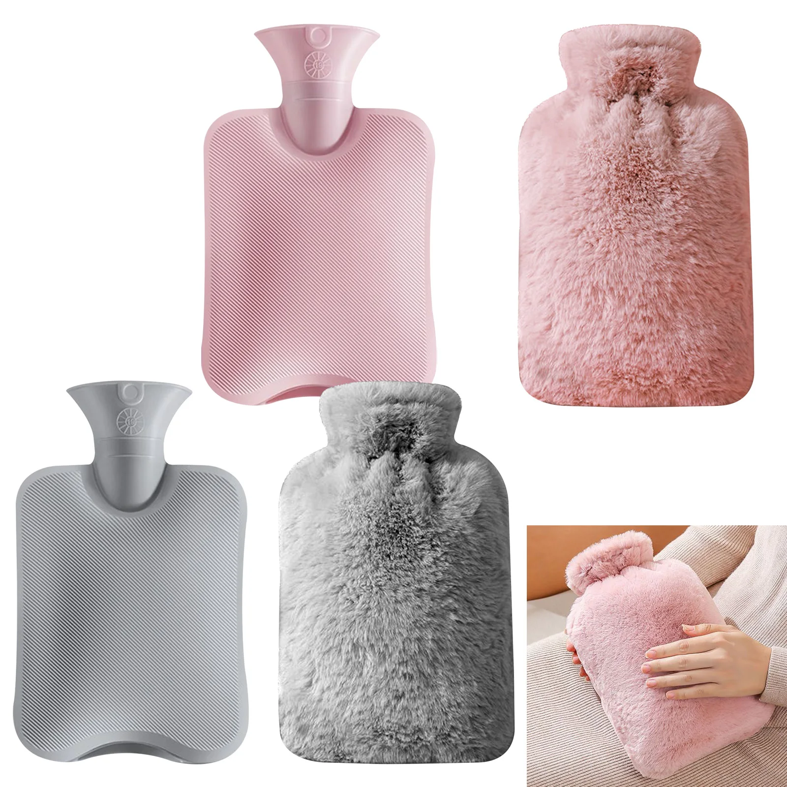 

1/2L Hot Water Bottle Soft Plush Water Injection Hand Warmer Reusable Hot Water Thermal Bag Bottle Heater