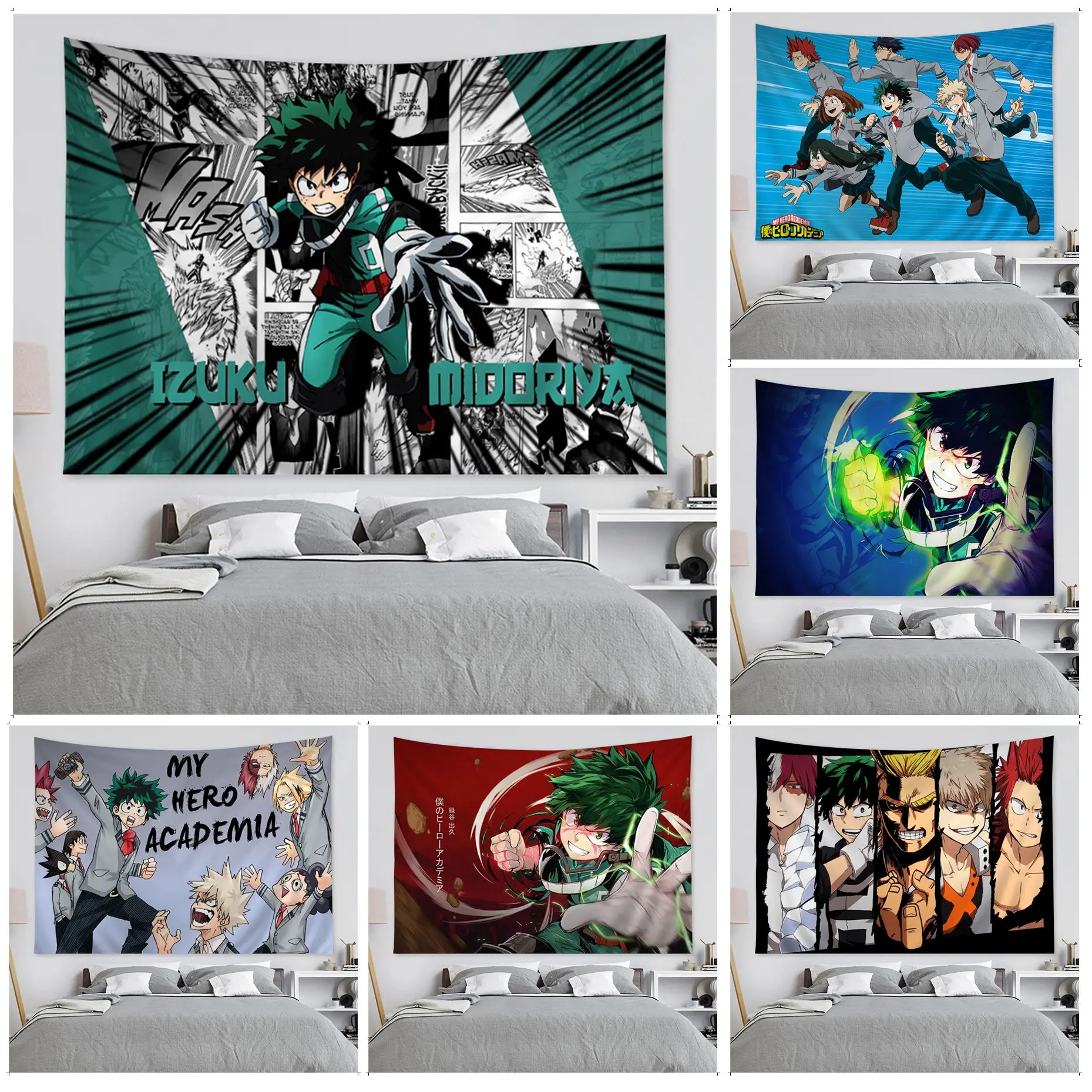 

Anime My Hero Academia Printed Large Wall Tapestry Hanging Tarot Hippie Wall Rugs Dorm Cheap Hippie Wall Hanging
