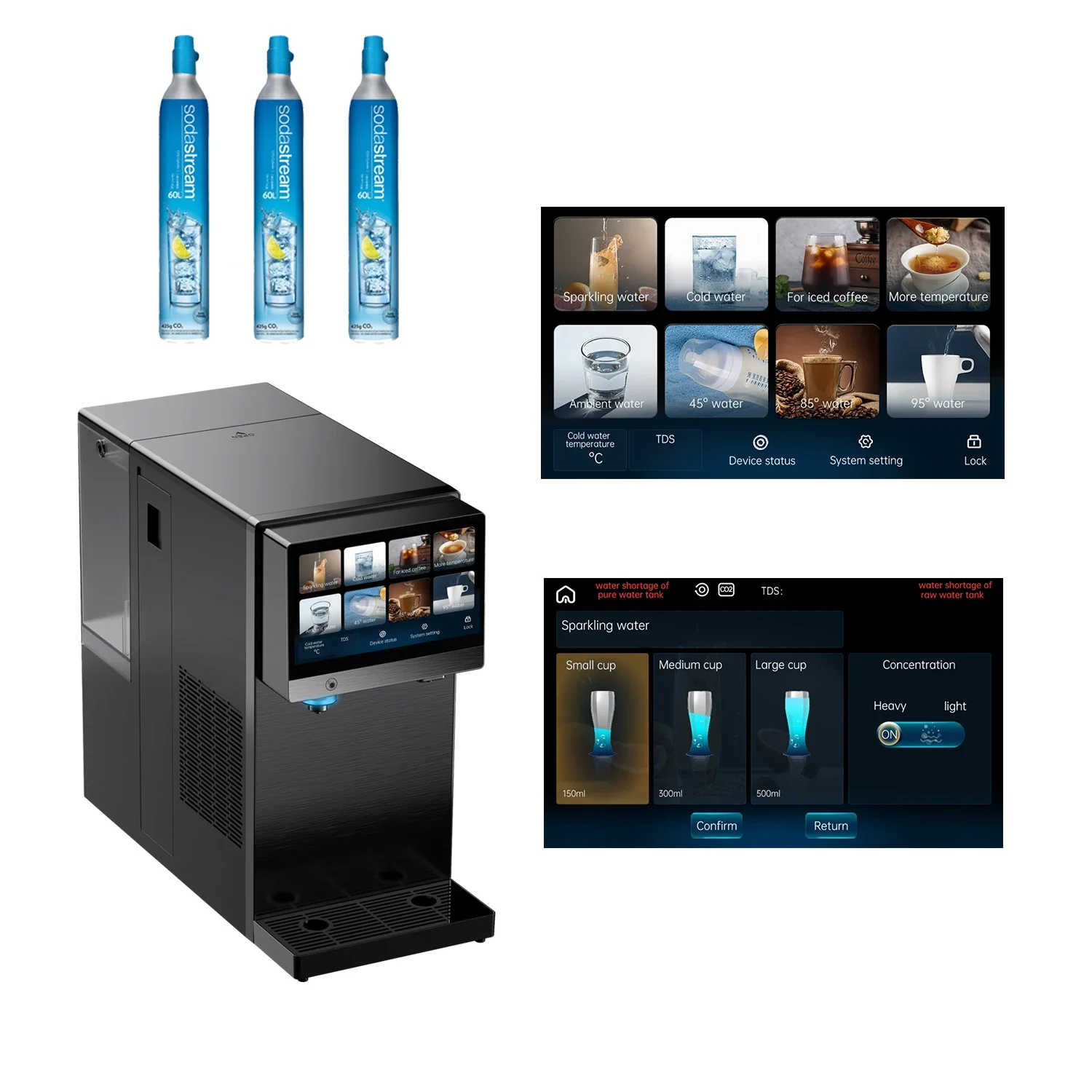 OLANSI сверкающий диспенсер для воды компактный со встроенной системой обратного